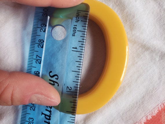Bakelite Cuff Bangle Statement Chunky Corn Yellow… - image 9