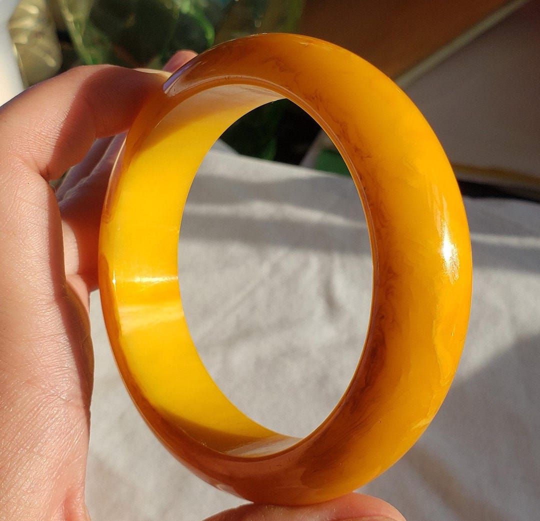 Prystal Bakelite Bangle Statement Marbled Vintage Butterscotch Prystal Bold ...