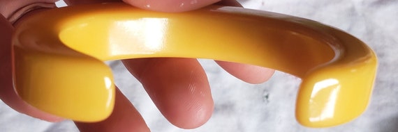 Bakelite Cuff Bangle Statement Chunky Corn Yellow… - image 6