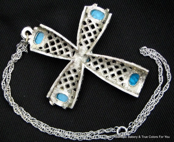 Cross Necklace Statement Turquoise Christian Cruc… - image 5