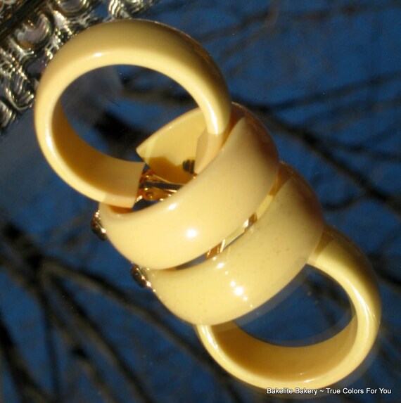 Bakelite Earrings Statement Wide Corn Yellow Butt… - image 8