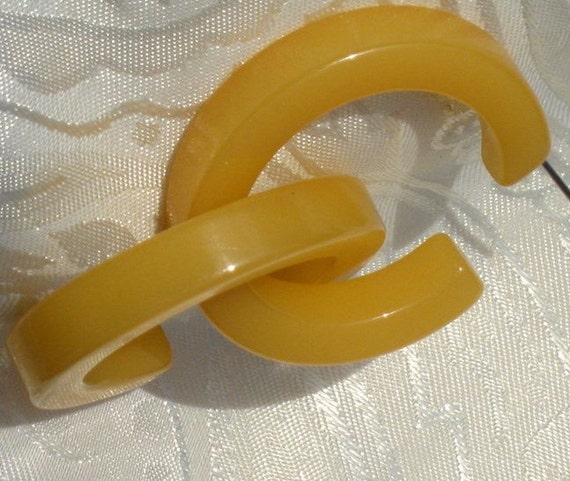 Bakelite Earrings Hoops Statement Butterscotch Co… - image 2