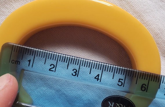 Bakelite Cuff Bangle Statement Chunky Corn Yellow… - image 8