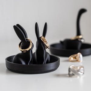 Porte-bague lapin et dinosaure – 3D gedruckter Schmuckhalter – Stilvolle Deko für Ringe & Nachttisch 2
