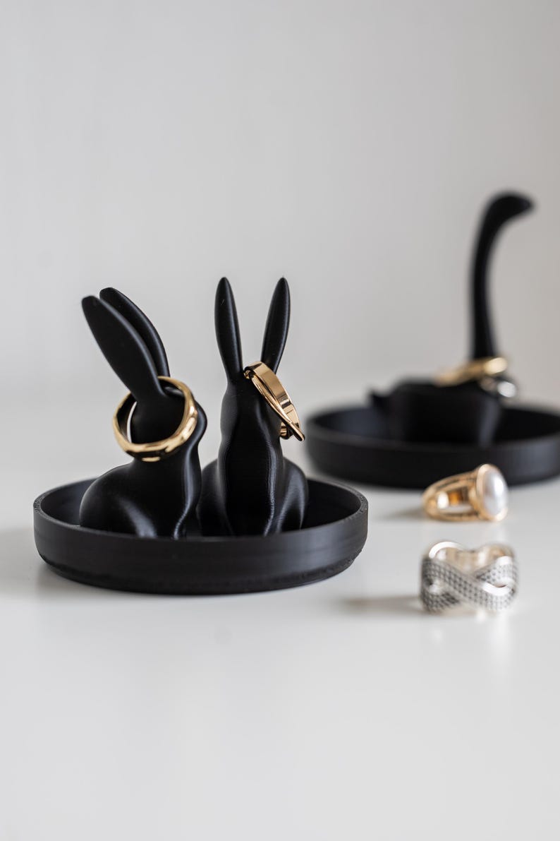 Porte-bague lapin et dinosaure – 3D gedruckter Schmuckhalter – Stilvolle Deko für Ringe & Nachttisch 2