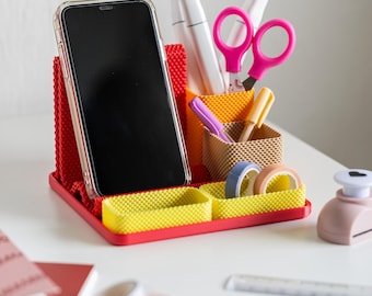 Schreibtisch Organizer – Moderner 3D-gedruckter Stiftehalter in knalligen Farben