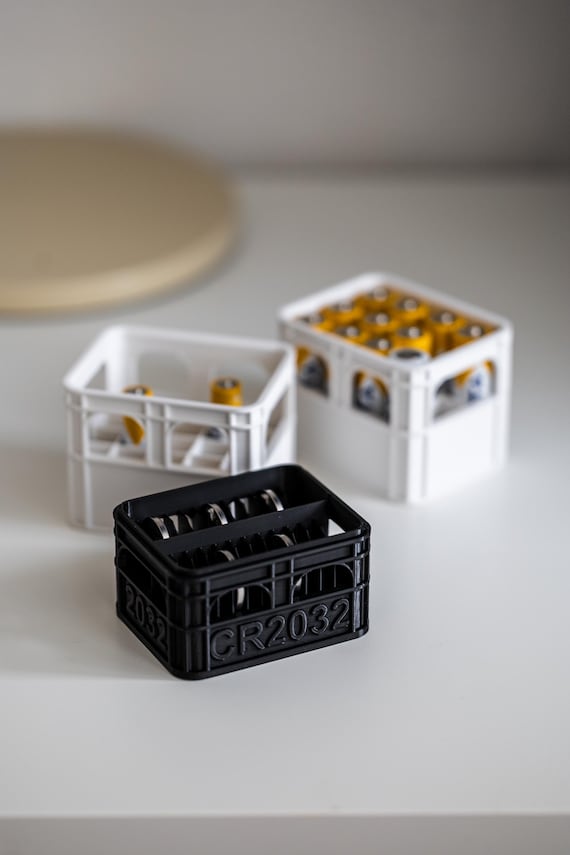 Batteriehalter Bierkiste – 3D gedruckte Batteriebox für SKADIS – AA, AAA, CR2032 Aufbewahrung im Mini-Kasten