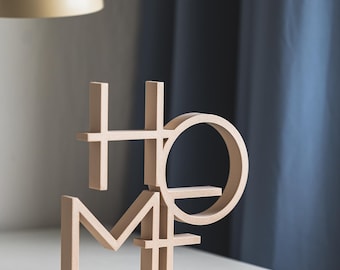 HOME Line Art – Minimalistische Schriftzug-Deko & Wohndekoration, perfekte Geschenkidee, 3D Druck