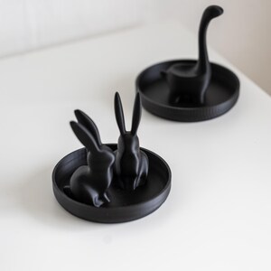 Porte-bague lapin et dinosaure – 3D gedruckter Schmuckhalter – Stilvolle Deko für Ringe & Nachttisch image 7