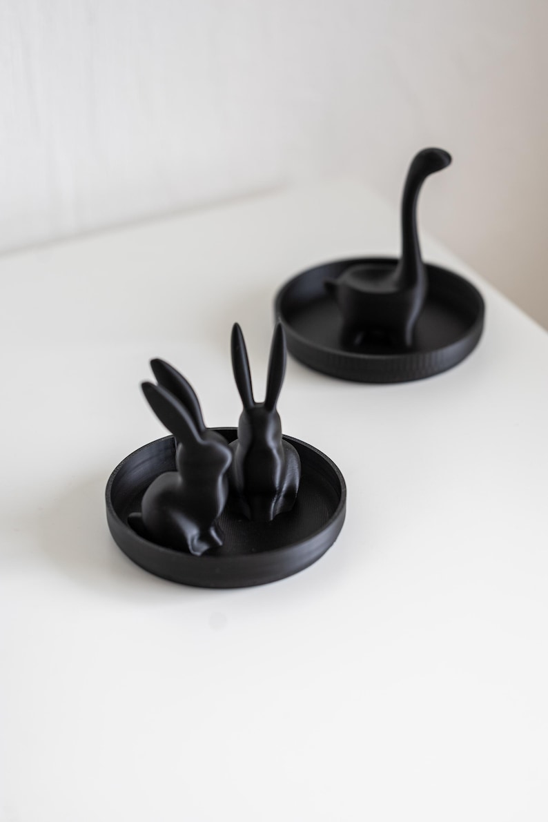 Porte-bague lapin et dinosaure – 3D gedruckter Schmuckhalter – Stilvolle Deko für Ringe & Nachttisch image 7
