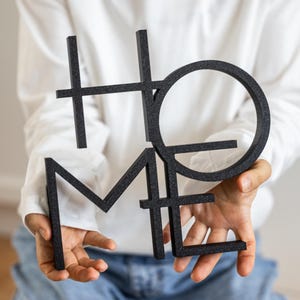 HOME Line Art – Minimalistische Schriftzug-Deko & Wohndekoration, perfekte Geschenkidee, 3D Druck 24x24x2,8