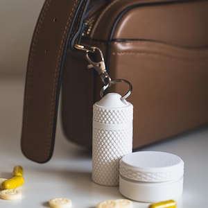porte-clés pour bouteille de pilules | Pilulier | 3D-gedruckt | Tragbare Medikamentenaufbewahrung