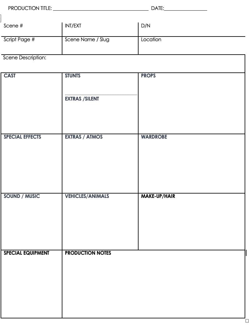 Shot List and Script Breakdown Template Bundle | Editable Film ...