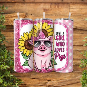 Just A Girl Who Loves Pigs Tumbler Wrap, Cute Pig 20oz Skinny Tumbler Wrap PNG, Funny Pig Tumbler Wrap PNG, Sublimation Tumbler Design