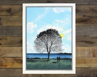 Tree and Couple 18x24in Screen Printed Poster