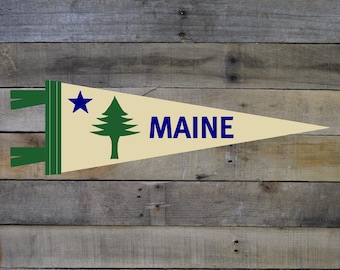 Maine 1901 Bicentennial Flag Pennant - Tan