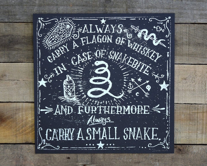 Typography Whiskey And Snakes Screen Print | Etsy