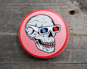 Skull in 3D Glasses 3.5x3.5in Vinyl Sticker
