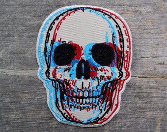 3D Skull 3x4in Embroidered Patch