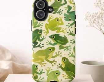 Coque de portable grenouille verte Matisse Inspired Art pour iPhone Samsung, motif grenouille abstraite, nature moderne, coque de portable