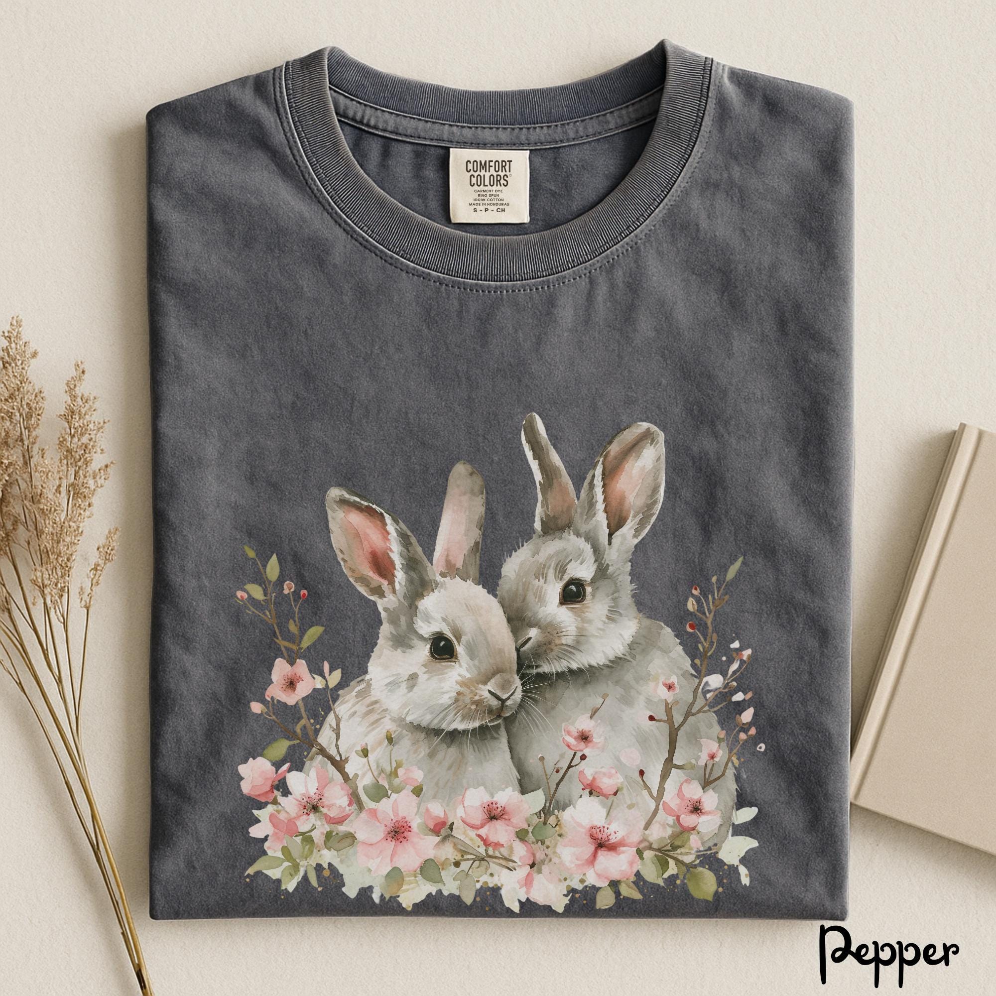 Floral Bunny Shirt Spring Bunny T Shirt Cute Rabbit Tee Easter