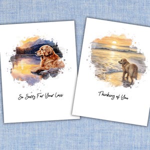 Set di biglietti di condoglianze per la perdita di un animale domestico, stampabili e scaricabili, commemorativi per il cane Golden Retriever, pensati per te, così dispiaciuti per la tua perdita, regalo di conforto