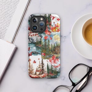Canadian Wildlife Art Phone Case Patriotic Phone Case Canada Nature Themed iPhone Case Canadian Landscape Phone Case Watercolor Collage