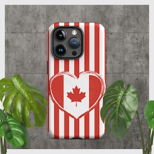 Canada Flag Phone Case Red Striped iPhone Case Canadian Heart Case Patriotic iPhone Case Canada Gift Idea Cute Heart Flag Phone Cover