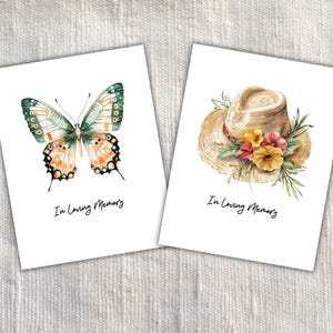 In Loving Memory Card Set Instant Download aquarel condoleancekaarten afdrukbare condoleancekaarten zachte rouw ondersteuning Boho Butterfly