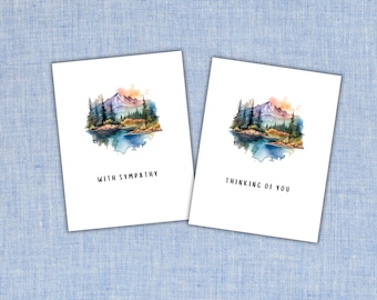Watercolor Mountain Sympathy Card Set: Thinking of You (Digital Download)