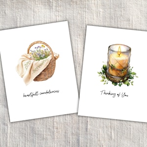 Juego de tarjetas de condolencia en acuarela, descarga instantánea, tarjetas de condolencia bohemias imprimibles, tarjetas de consuelo sinceras, tarjetas de pérdida digitales, apoyo amable