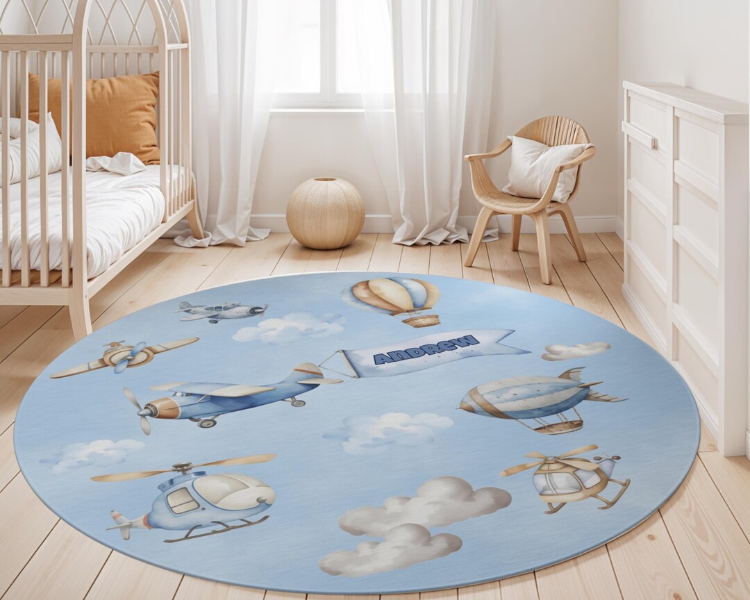 Personalized Airplane Rug Custom Name Nursery Rug Air Transport Boy ...