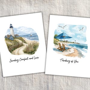 Printable Sympathy Card Set Instant Download Ocean Beach Comfort Card Sending Love Thinking Of You Watercolor Coastal Grief Card For Support