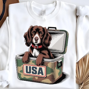 Hunting Dog Cooler PNG, USA Camo Ice Chest PNG, Country Dog Summer Png, Funny Outdoors Dog Graphic, Southern Pup, Camping & Fishing Designs