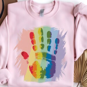 Rainbow handprint clipart, rainbow colored hands, lgbt pride clipart, pride month, lgbt clipart, instant download file