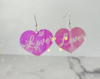 Lover Heart Iridescent Acrylic Earrings