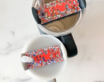 Red, White, & Blue Mom Mouse Stanley Tumbler Topper