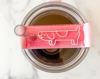 Pink Glitter Longdog Stanley Tumbler Topper