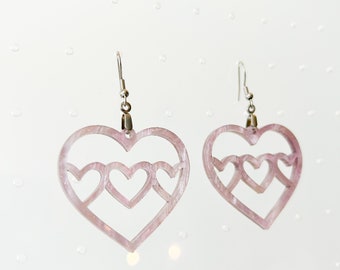 Lavender Hearts Acrylic Earrings