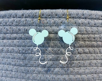 Magical Mouse Balloon Mint Acrylic Earrings