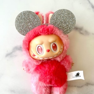 Silver Sparkle Acrylic Labubu Mouse Ears