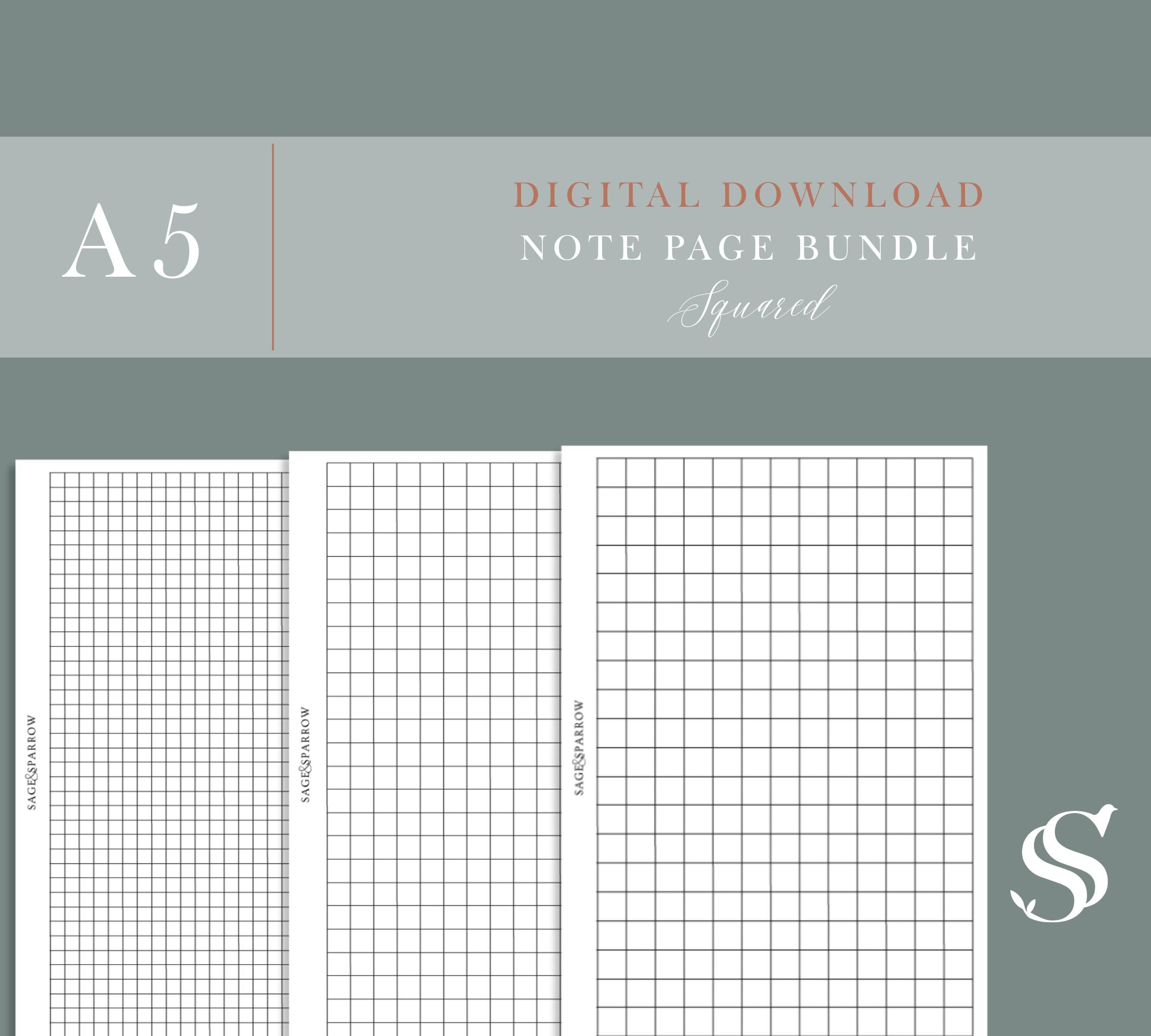 A5 Graph Paper Set | 3mm, 5mm, 8mm & 10mm Squared Printable Inserts ...