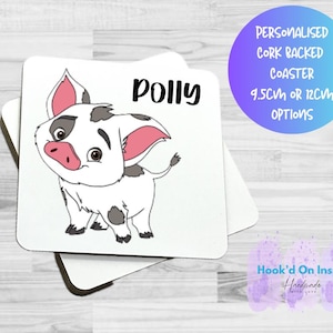Personalised Disney Inspired Moana's Pua Coaster – Full Colour Sublimation, 9.5cm or 12cm options