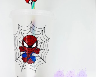 24oz Spiderman-Inspired Cold Cup Tumbler - Customisable with Multiple Color Options. Personalised optional
