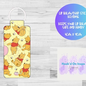 Disney Inspired Winnie the Pooh Chapstick Holder | Lip Balm Keyring | Cute Bear Keychain | Practical Disney Gift