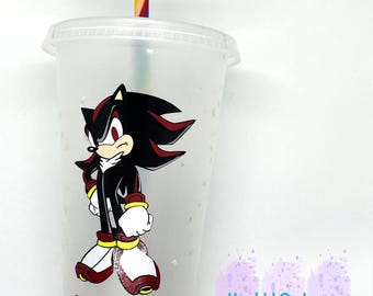 Vaso de 24 oz inspirado en Sonic: Shadow Cold Cup, personalizable con múltiples opciones de color