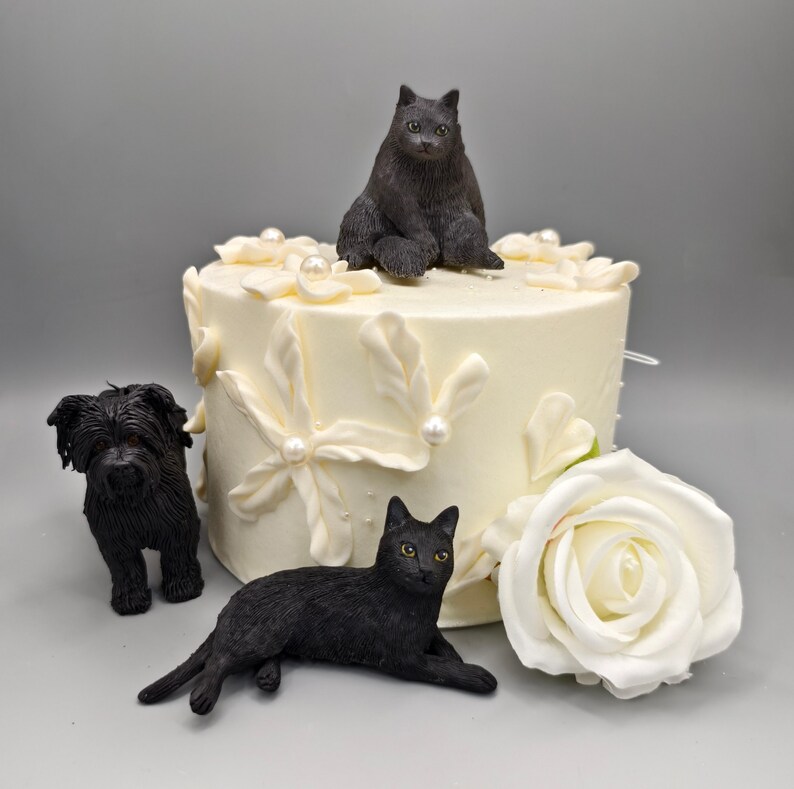 Polymer Clay Black Cat Dog Statue, Memorial Keepsake for Pet Loss ...