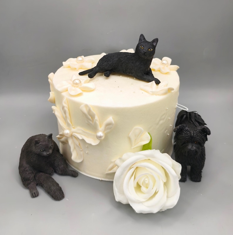 Polymer Clay Black Cat Dog Statue, Memorial Keepsake for Pet Loss ...