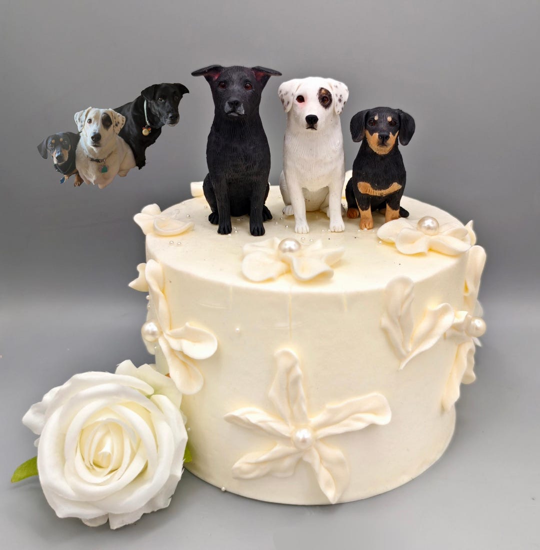 Multi-pet Custom Dog Cake Topper - Hand Sculpted Polymer Clay Pet ...