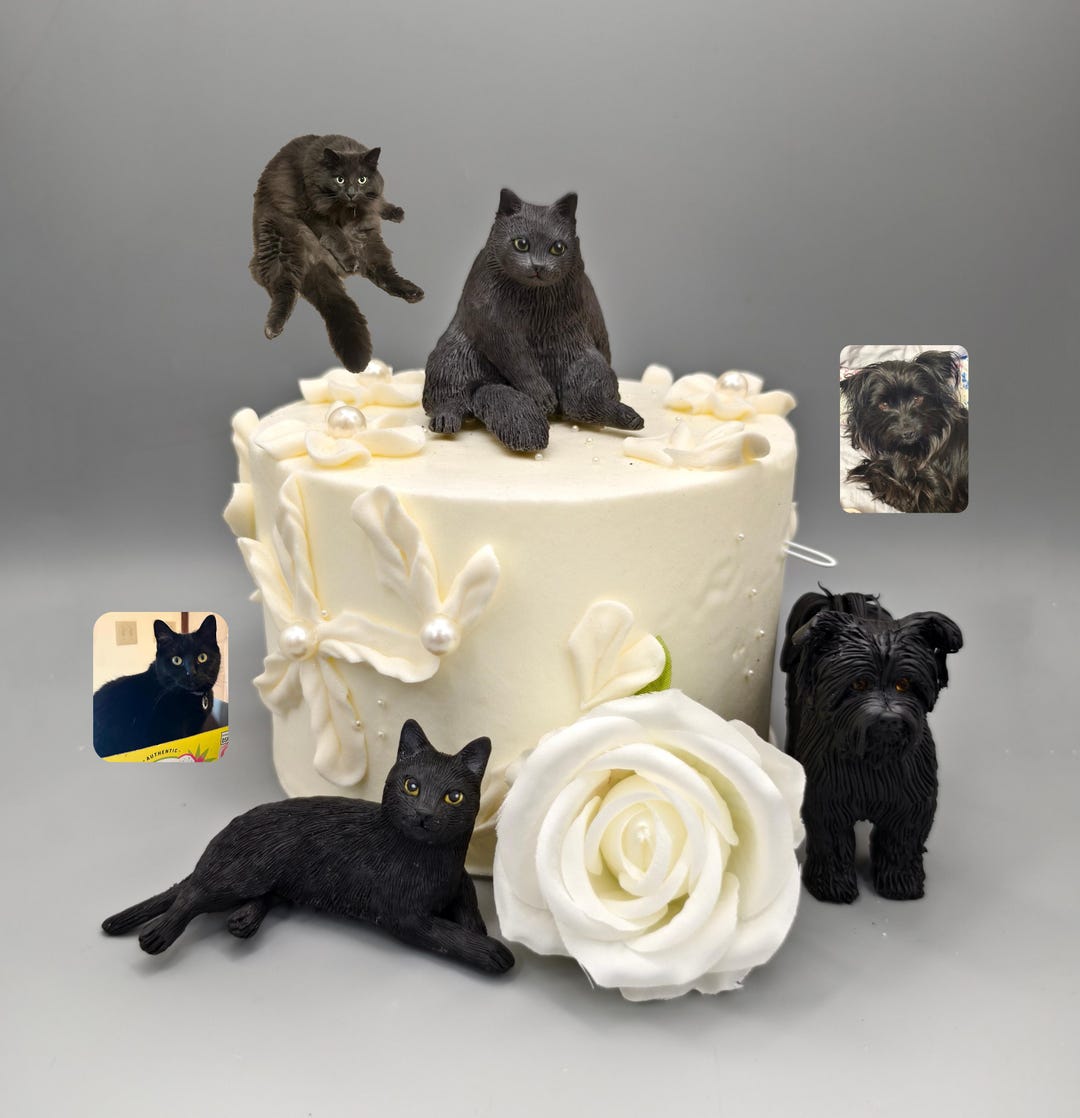 Polymer Clay Black Cat Dog Statue, Memorial Keepsake for Pet Loss ...